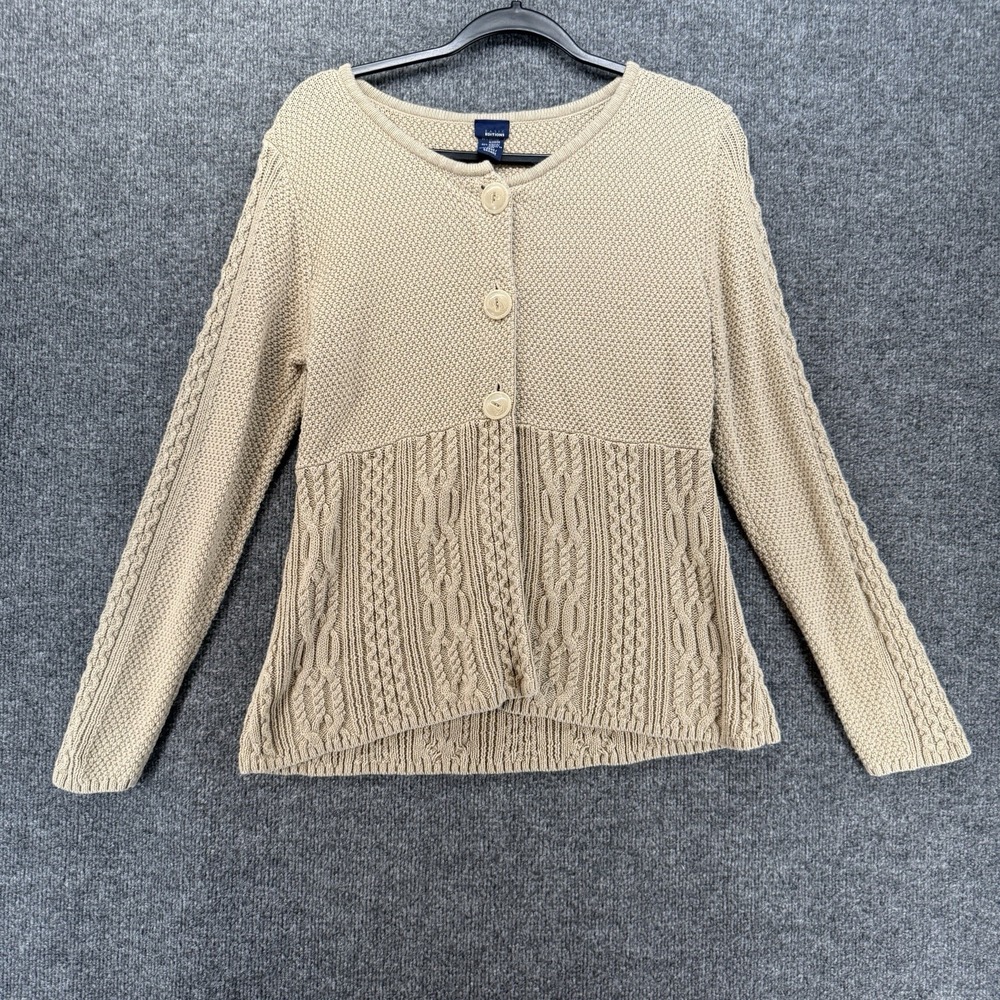 Womens 90s Cardigan Womens L Tan Button Up Long Sleeve Babydoll Y2K Preppy Boho